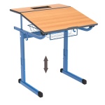 Schülertisch-1 Platz, Ecoflex, höhenverstellbar, mit neigbarer Tischplatte, 70x60 cm BxT 
